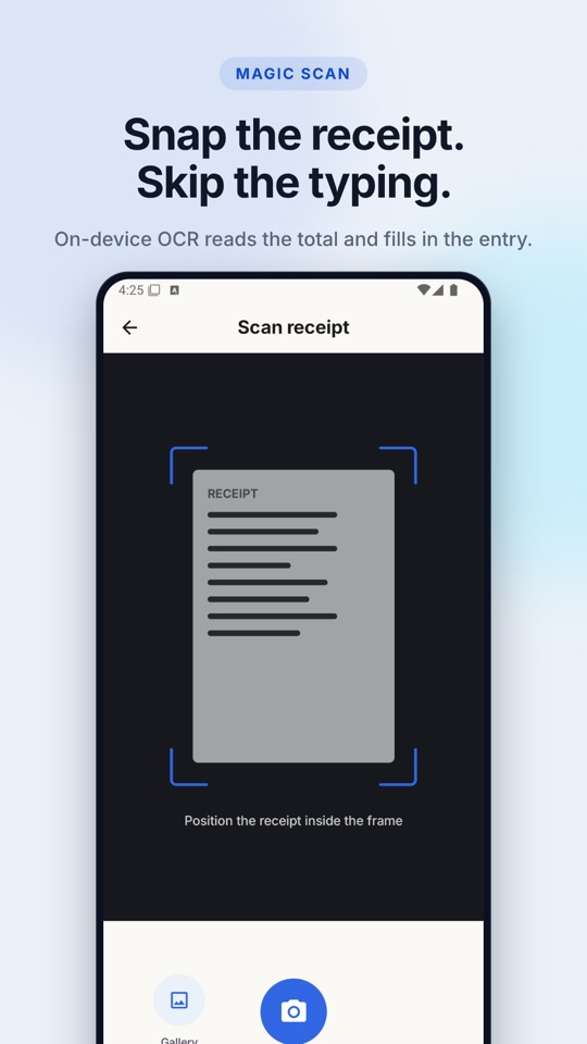 Snap the receipt, skip the typing: on-device OCR fills in the entry